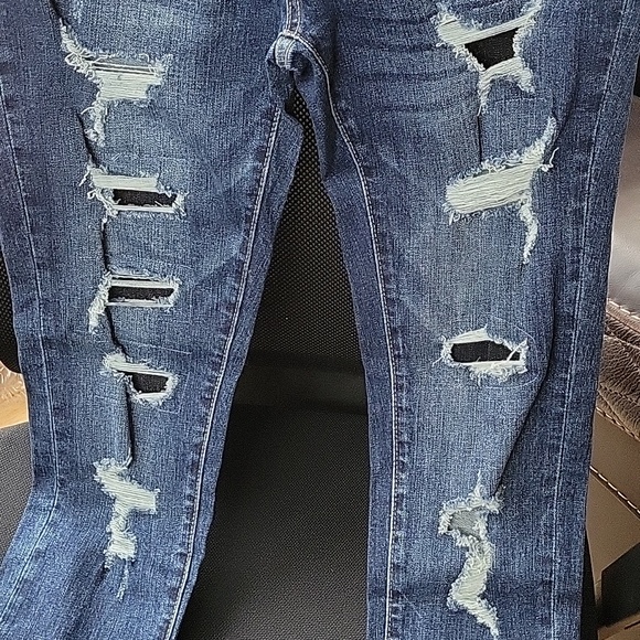 KanCan Dark Wash Distressed Flare Jeans Size 27" - Picture 2 of 8